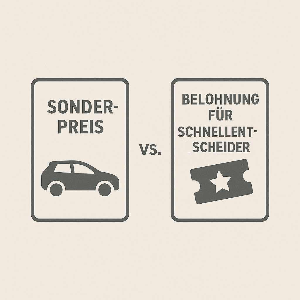 Sonderpreis vs. Belohnung für Schnellentscheider